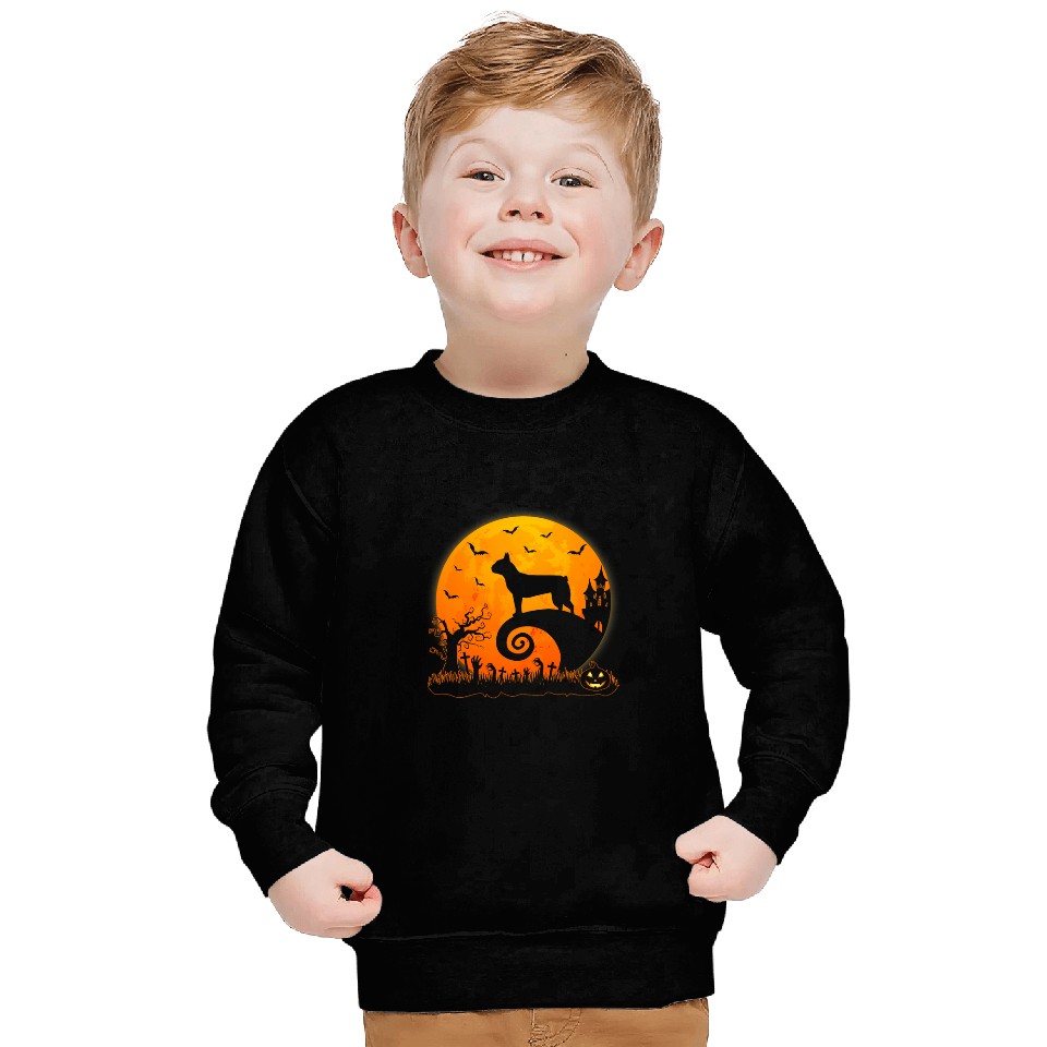 Funny Boston Terrier Dog Moon Halloween Dog Lover Sweatshirts