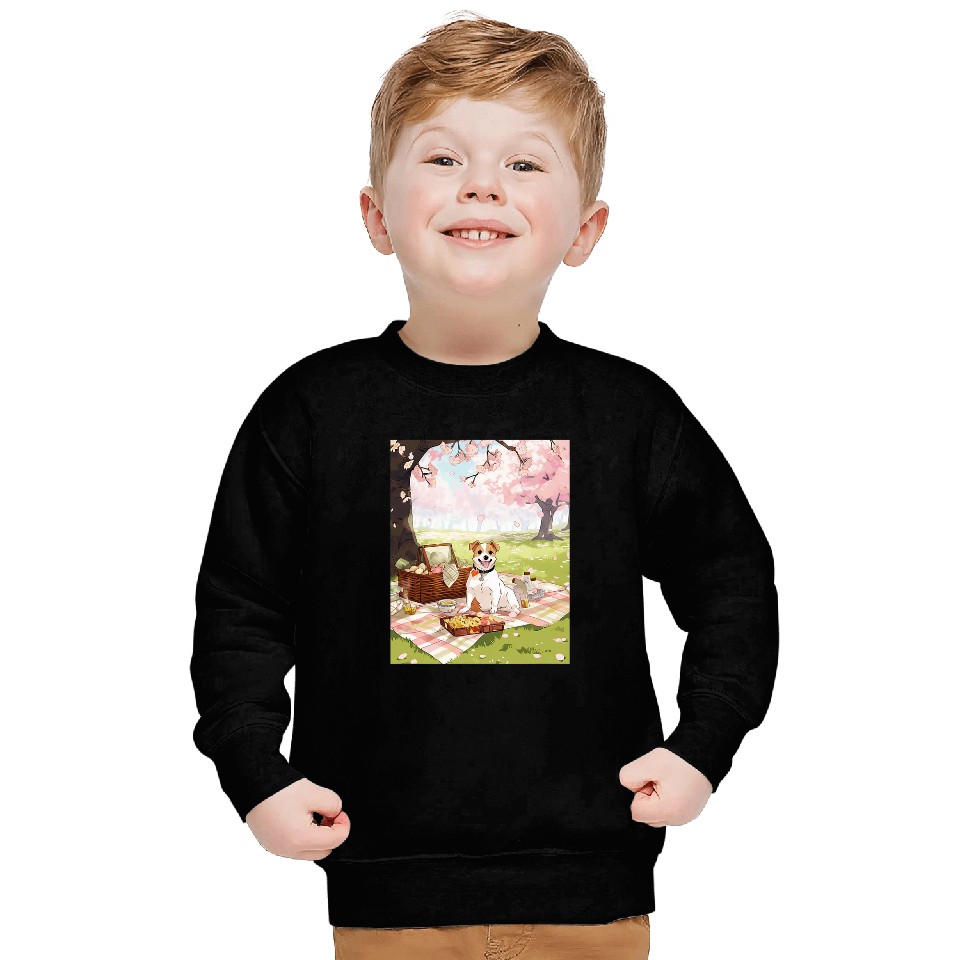 Jack Russell Terrier Cherry Blossom Funny Dog Picnic Sweatshirts