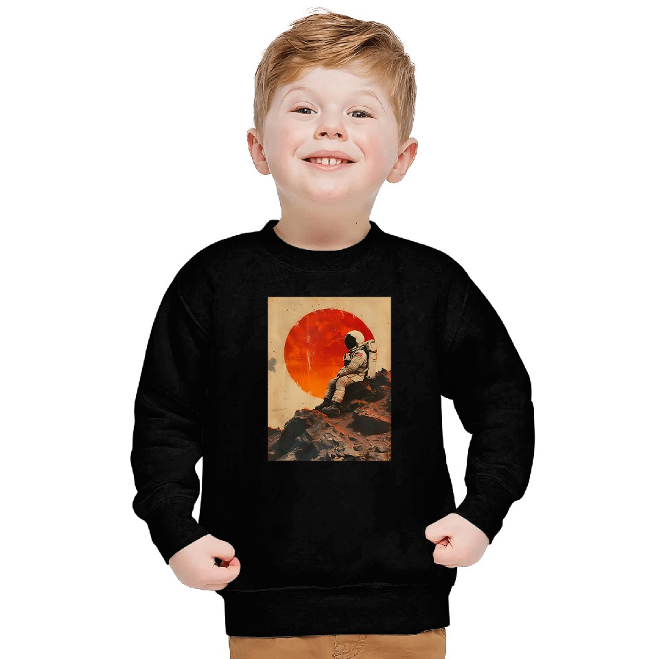 Setting Sun Lonely Astronaut Surreal Collage Art Collagewave Sweatshirts