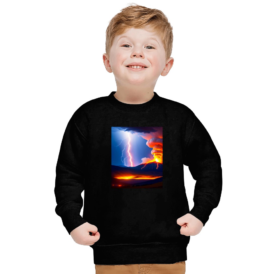 Lightning Storm during an Volcanic eruption Sweatshirts