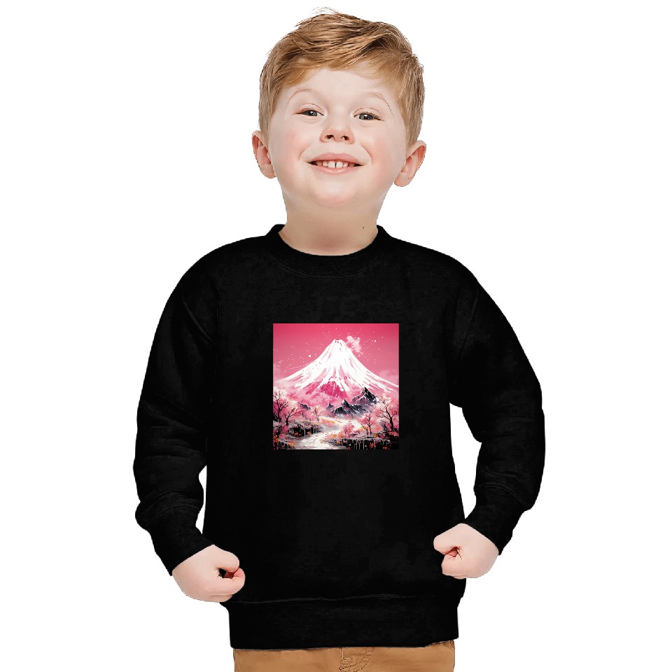Nihon Elegance Sakura Ballet Amidst Ethereal Mountain Peaks Sweatshirts
