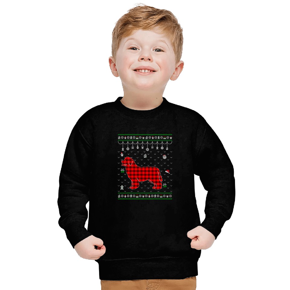Red Plaid Newfoundland Dog Lover Ugly Christmas Sweater Sweatshirts