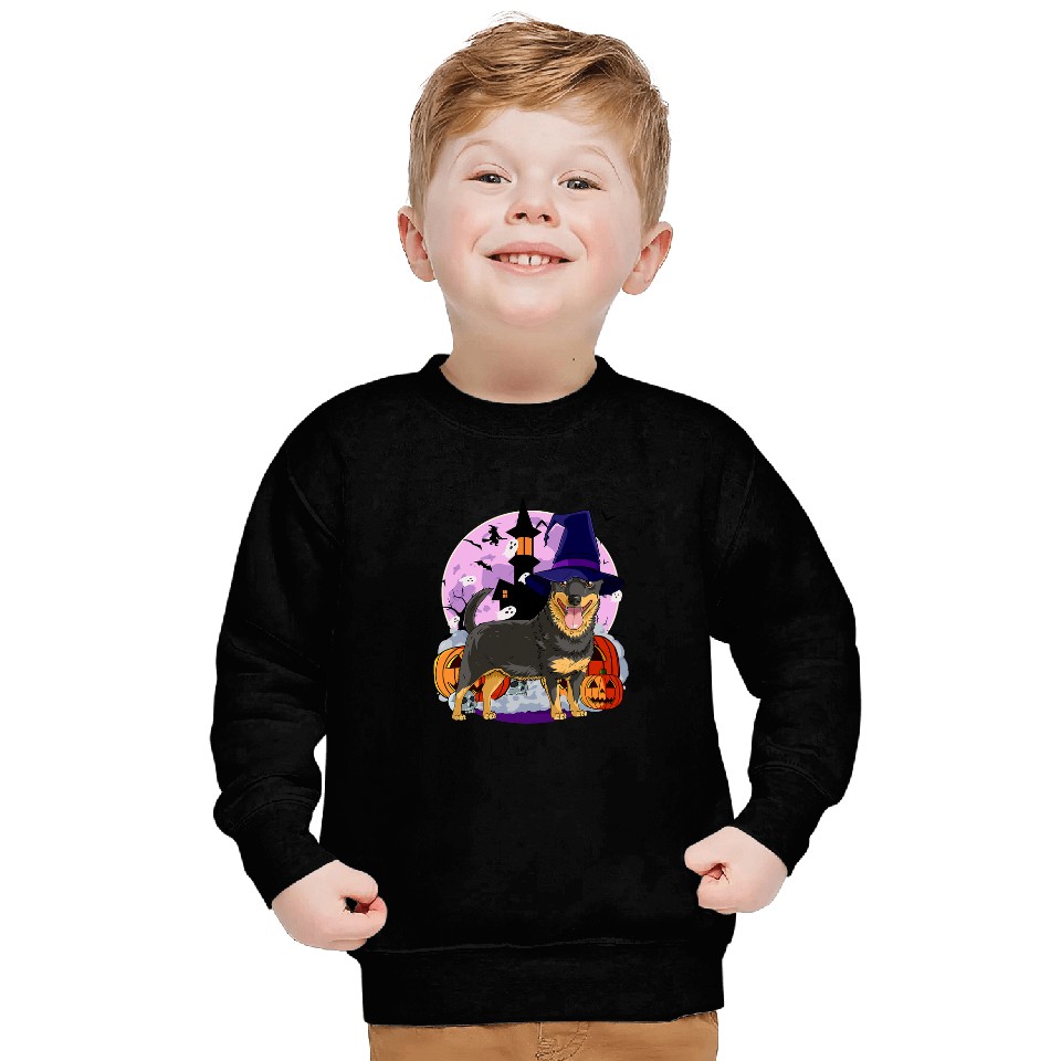 Lancashire Heeler Cute Dog Halloween Witch Pumpkin Sweatshirts