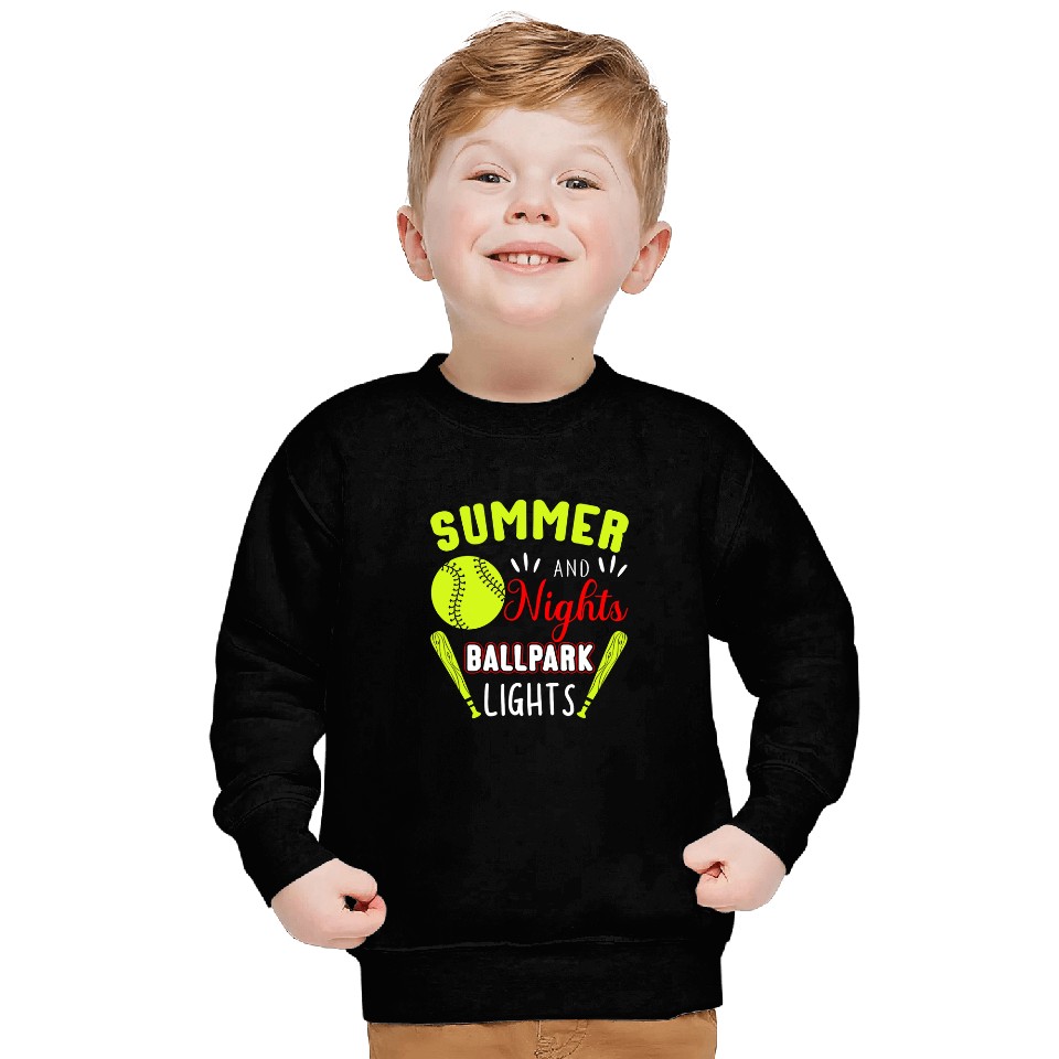 Summer Nights Ballpark Lights Softball Sweatshirts