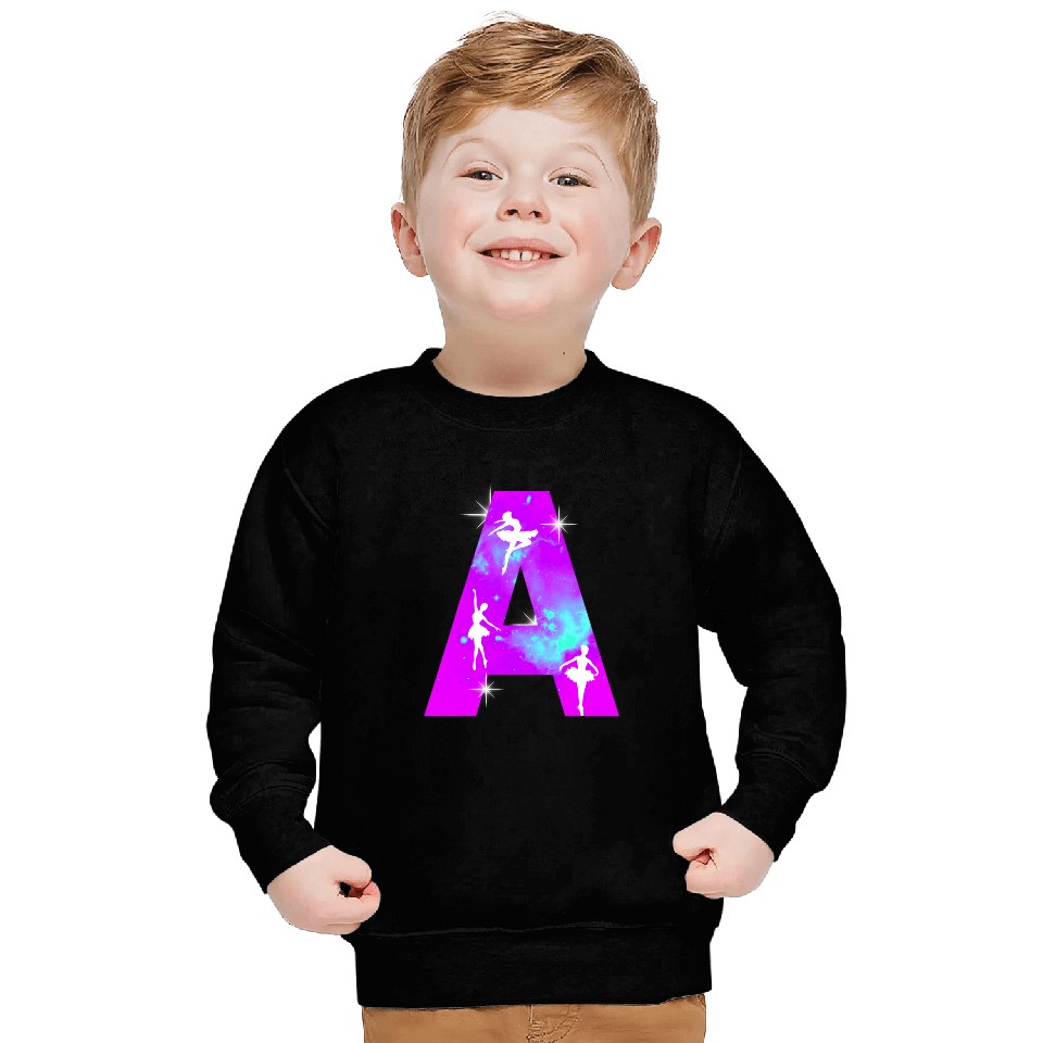 Letter A Monogram Dance Cosmic Ballerina A Name Sweatshirts