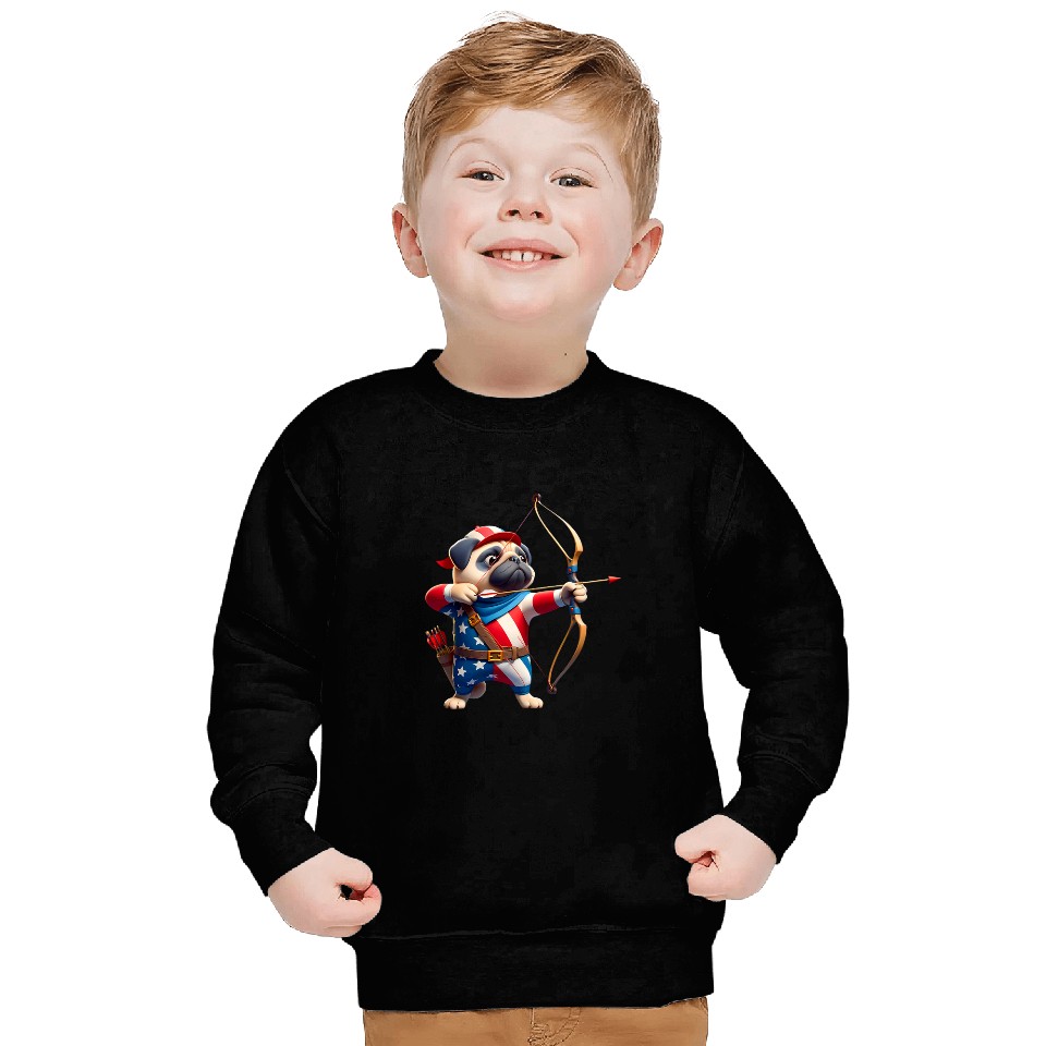 Pug Archery Team Archer Dog Men Women Kids Sweatshirts
