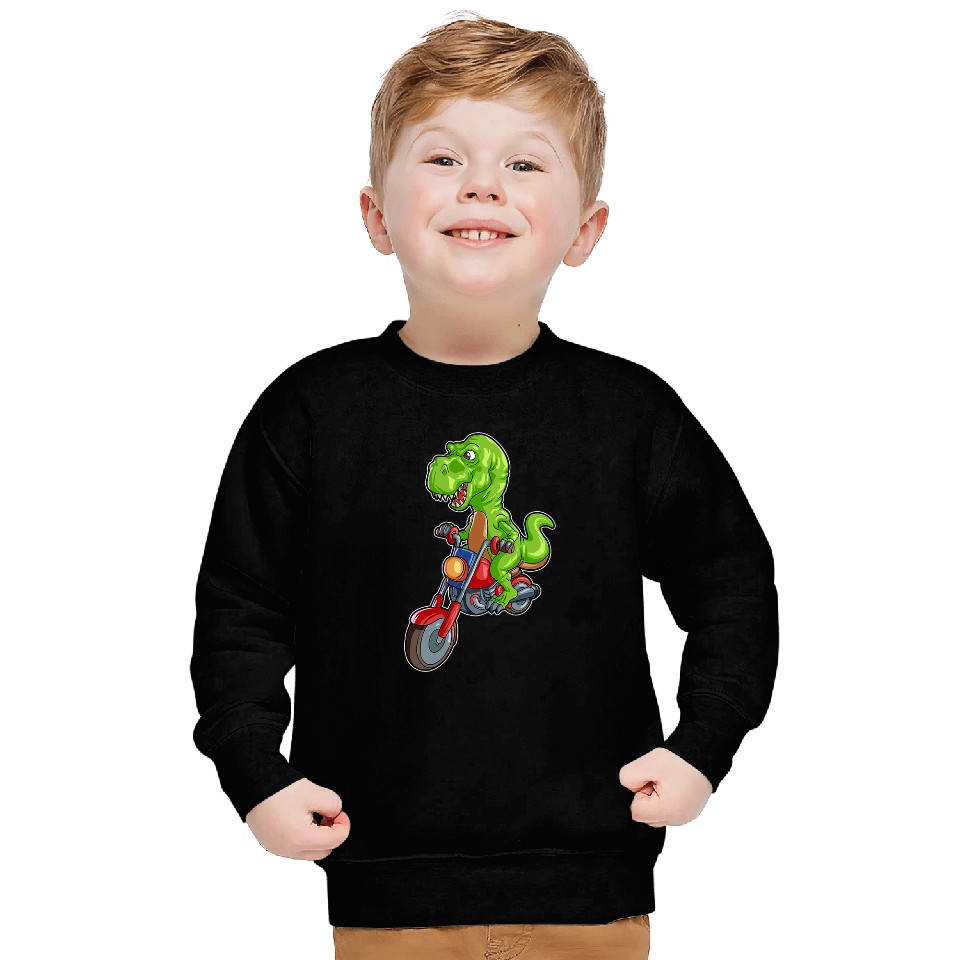 TRexs Riding Motorcycle 2Funny Dinosaur TRexs Biker Sweatshirts