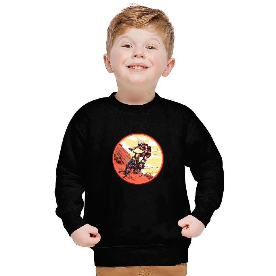 Mountain Biker Skeletons Monster Retro Horror Biking Sweatshirts