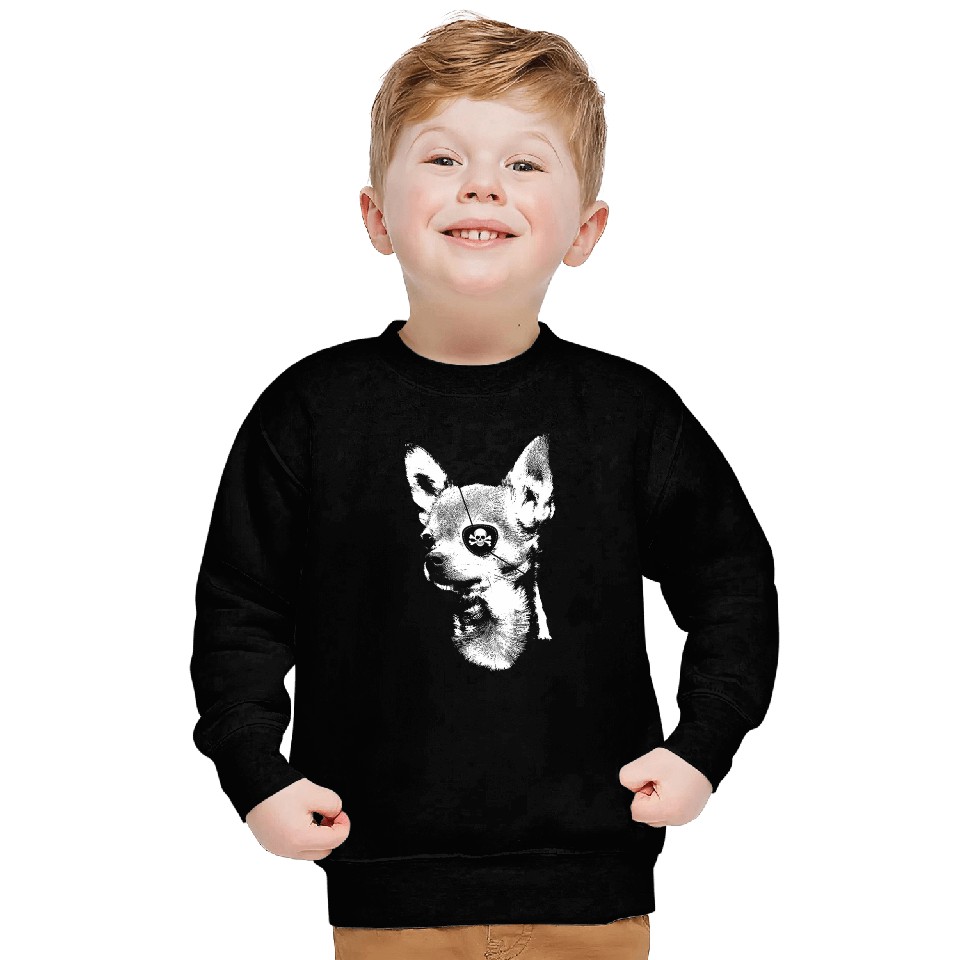 Pirate TEACUP CHIHUAHUA   With Eye Patch Skull Funny Sweatshirts
