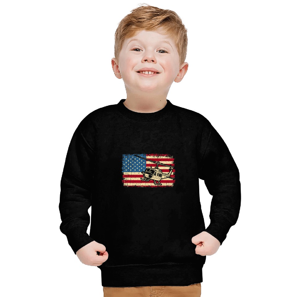 American Patriotic Helicopter Chopper Pilot USA Flag Sweatshirts
