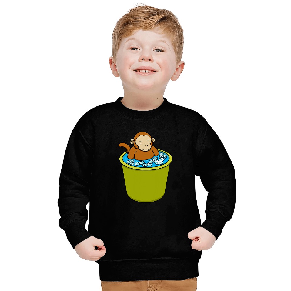 Monkey Ice Bathing Healthy Hobby Sweatshirts