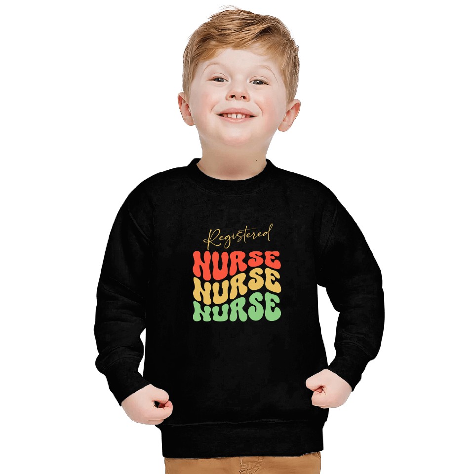 Registered nurses Retro Groovy RN Nursing Student Sweatshirts