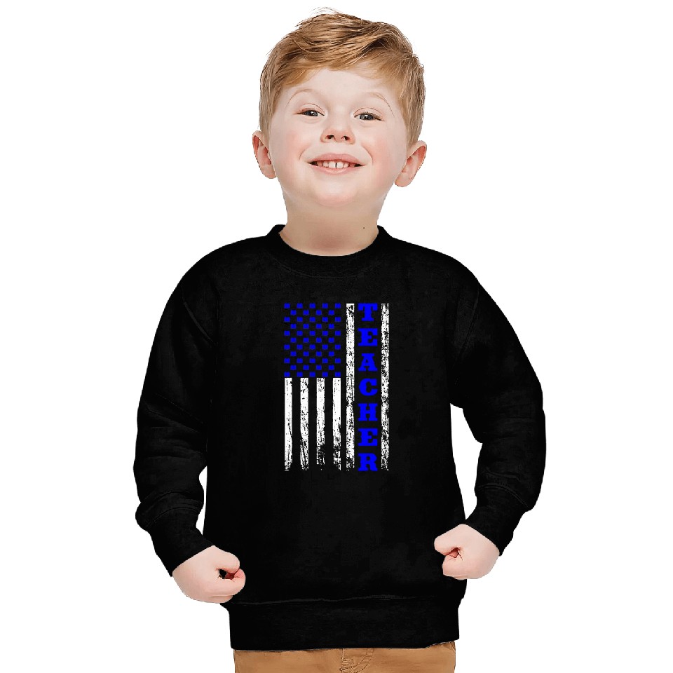 Teacher Distressed vintages US USA American Flag Sweatshirts