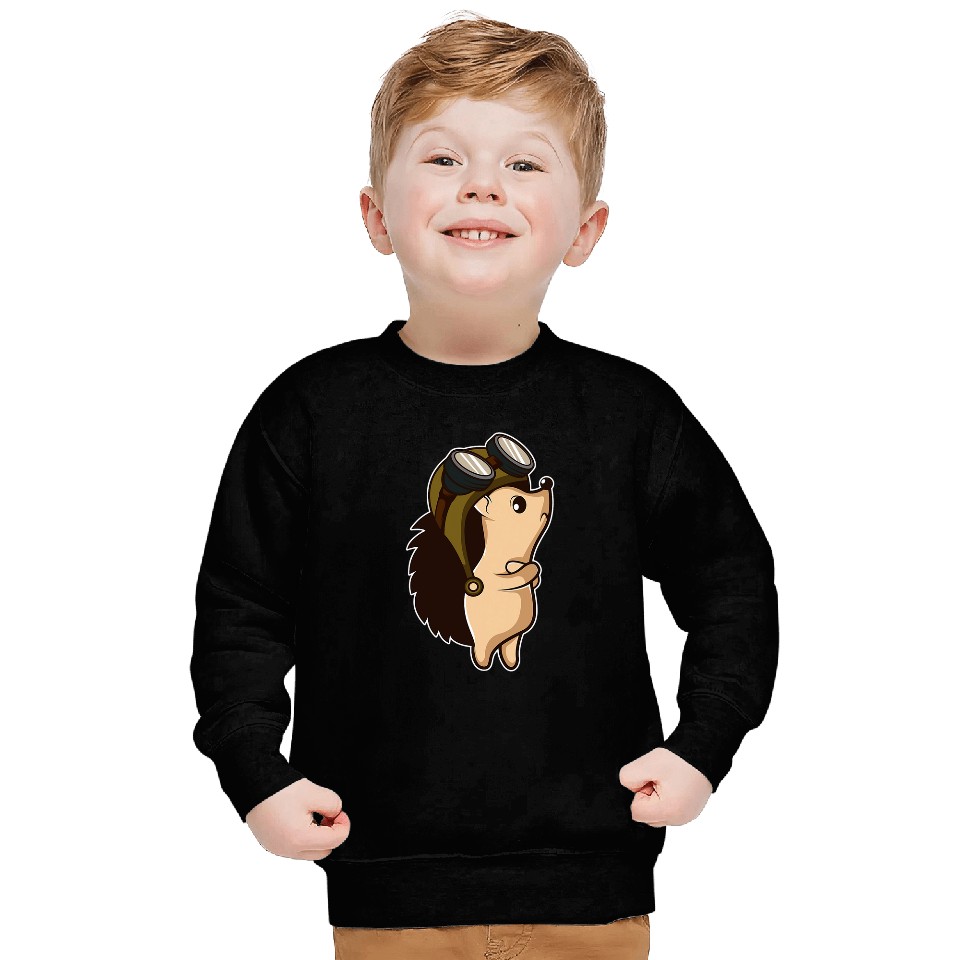 Hedgehog Pilot Hardworking Person Sweatshirts