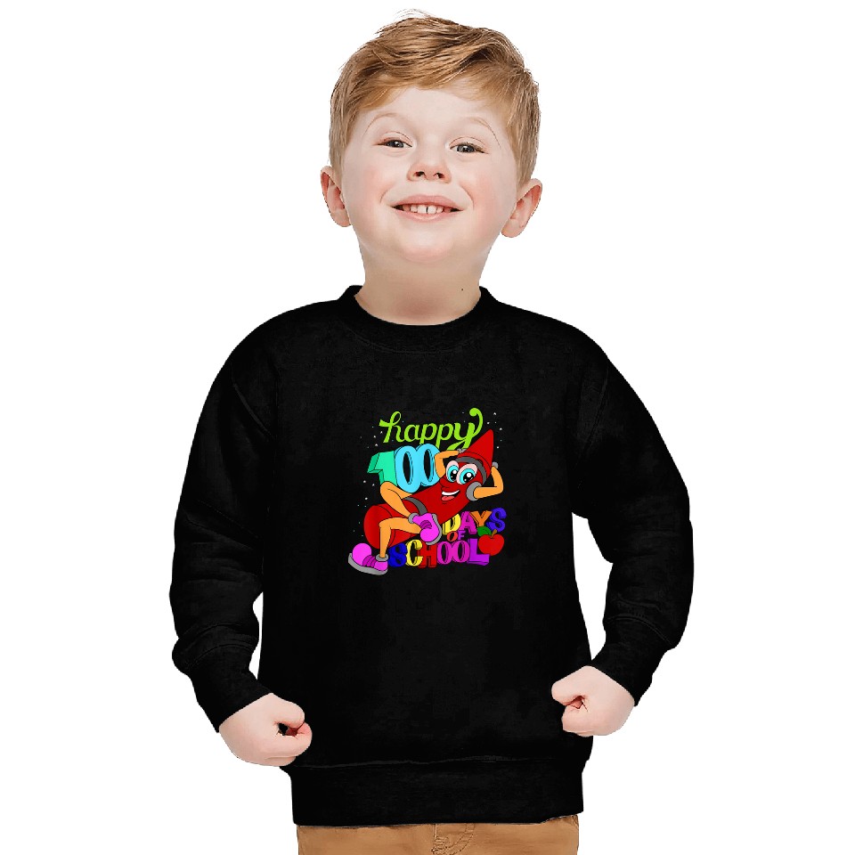 Teacher Student Girls Boys Gift Happy 100 Days Of School Sweatshirts