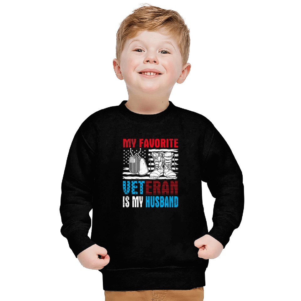 Happy July 4 Independence My Favorite Veteran Is My Husband Sweatshirts