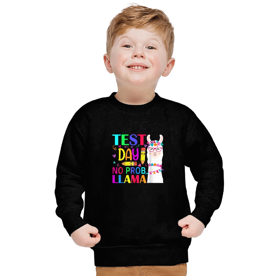 Test Day No Probllama Llama Teacher Testing Day 7 Sweatshirts