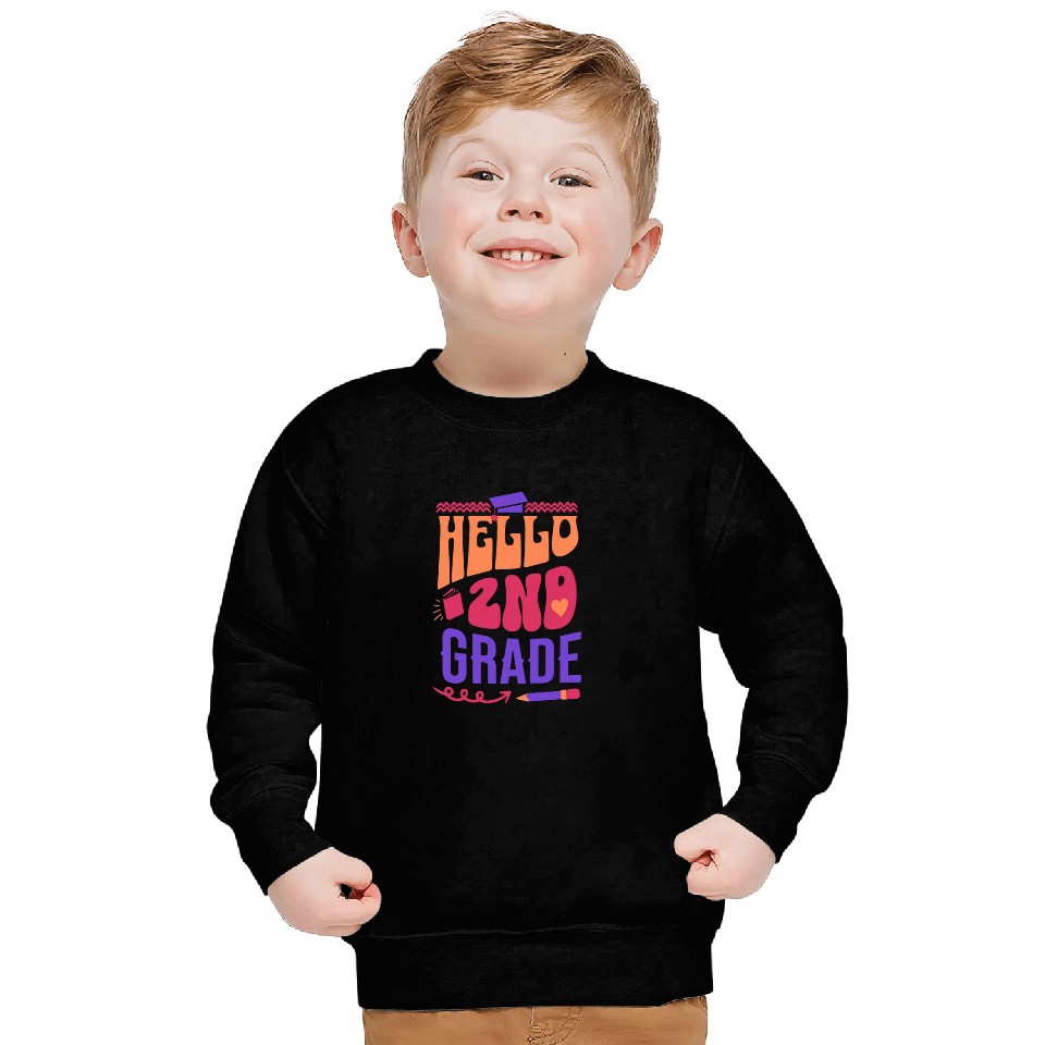 Hello Second Grade Team 2nd Grade Back to School Teacher Kid Sweatshirts