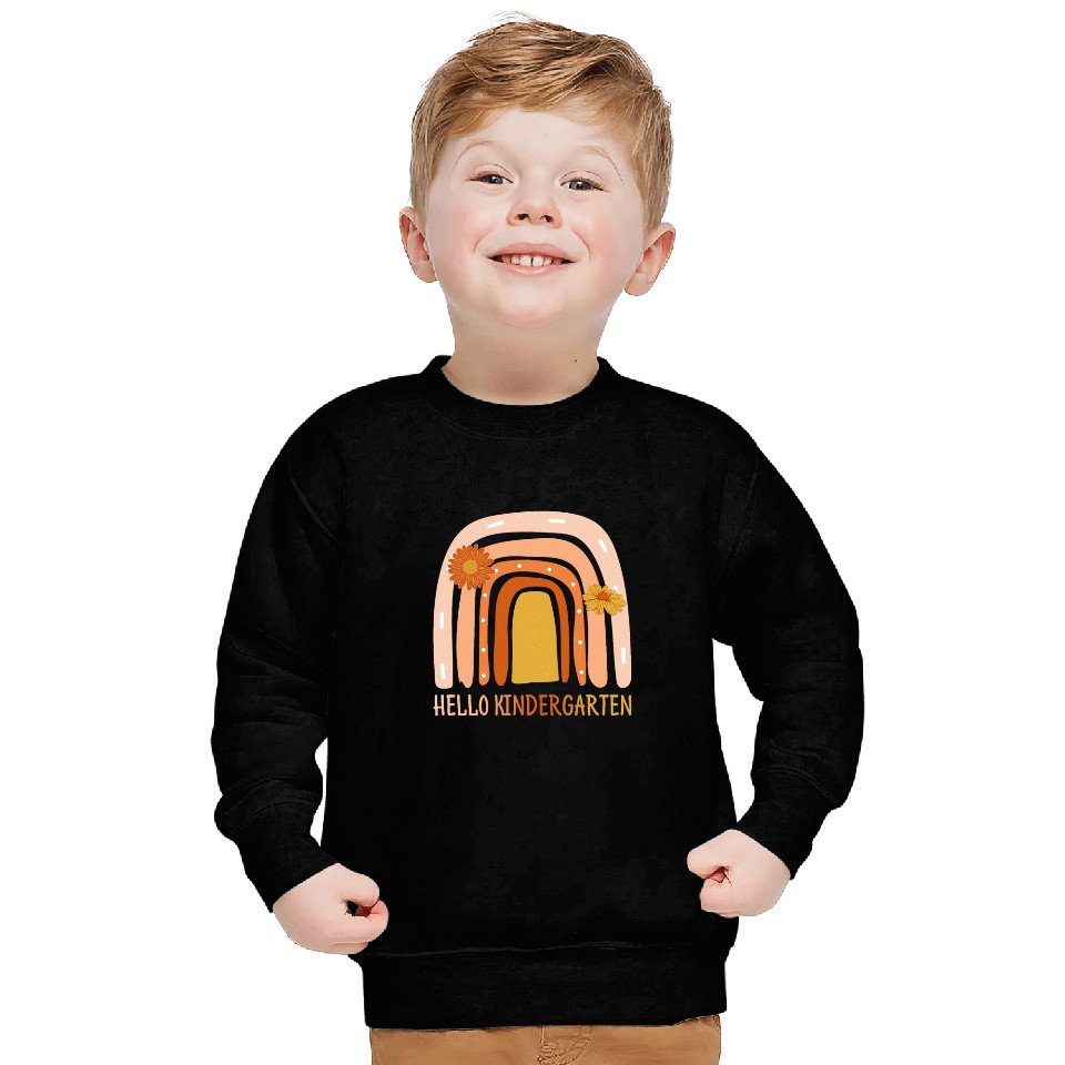 Hello Kindergarten Leopard Rainbow Back To School Teacher Sweatshirts