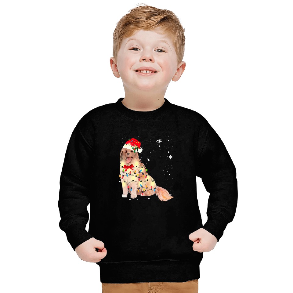 leonberger dog christmas light xmass mom dad s Sweatshirts