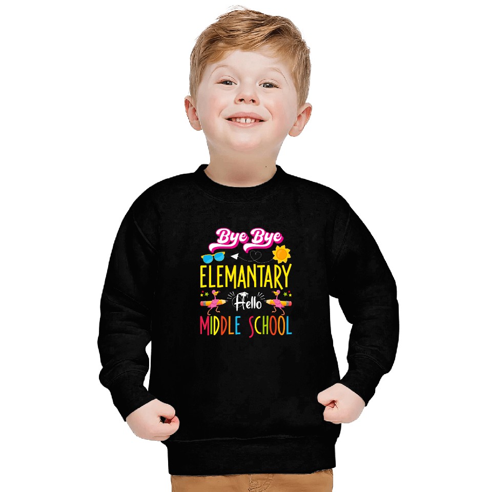 Flamingo Back to School Bye Elementary Hello Middle School Sweatshirts