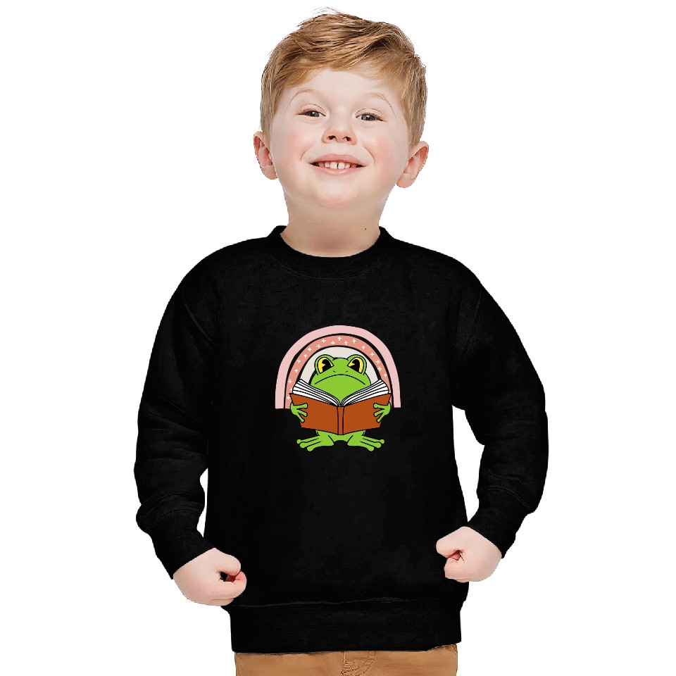 Cottagecore Frog and Book Rainbow Farmcore Sweatshirts