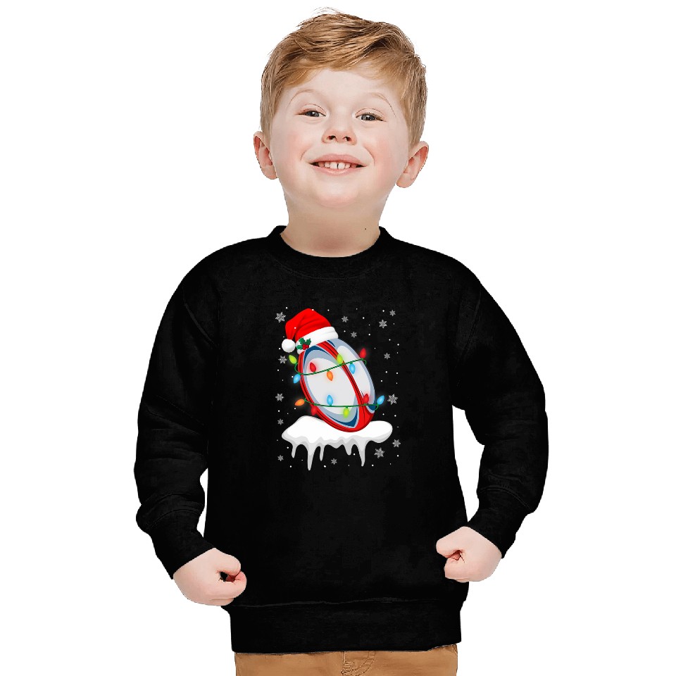 Cute Christmas Rugby Santa Hat xmass Light Boys Girls 1 Sweatshirts