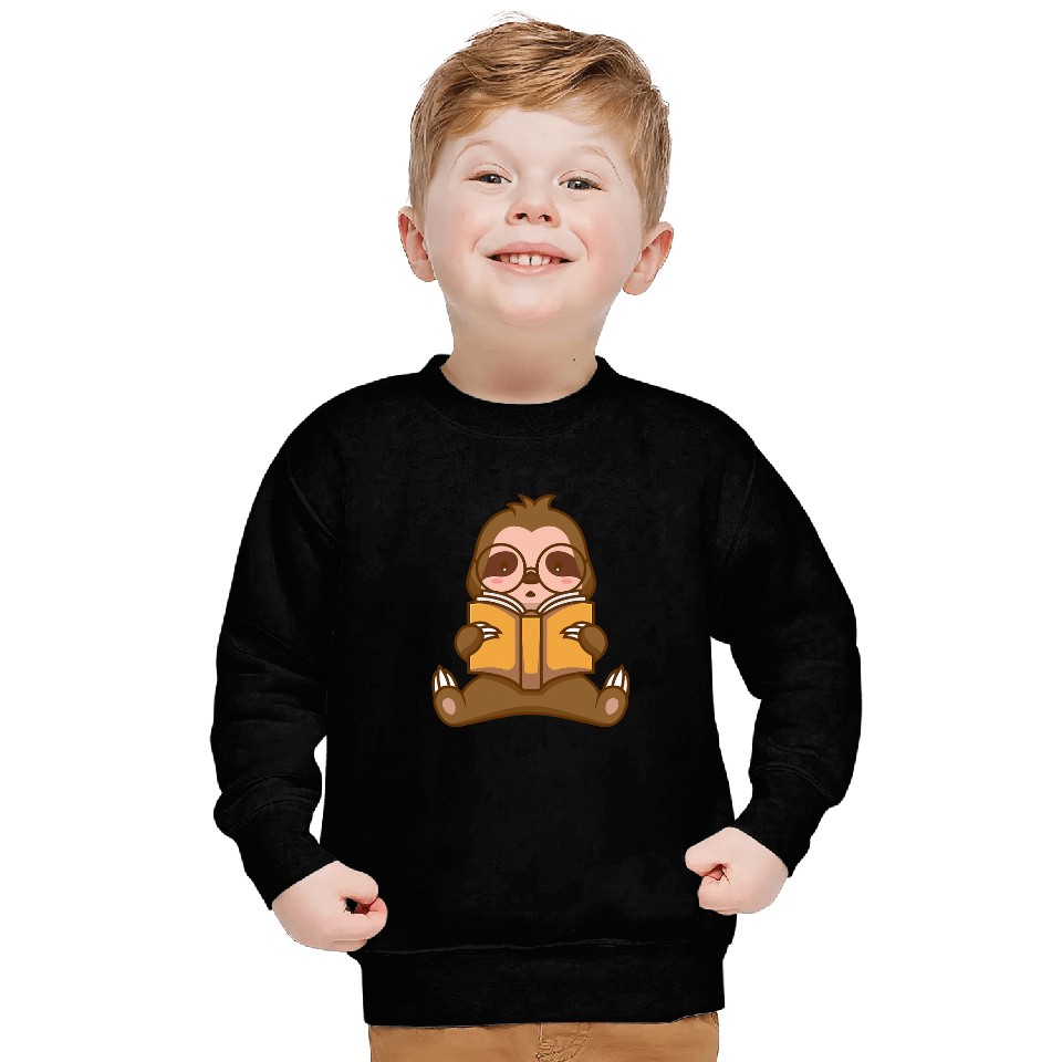 Sloth reading a Book Library Sweatshirts