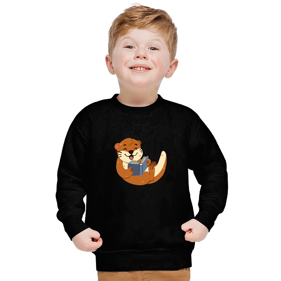 Otter Reading a Book Sweatshirts