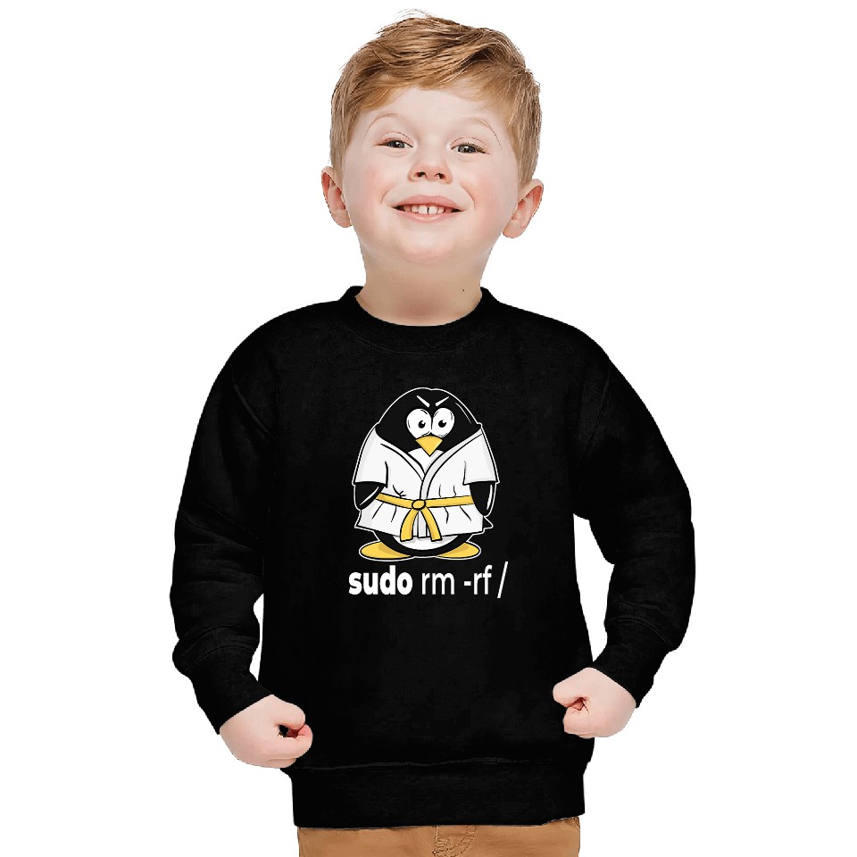 sudo rm rf linux penguin in a karate tuxedo for programmer Sweatshirts