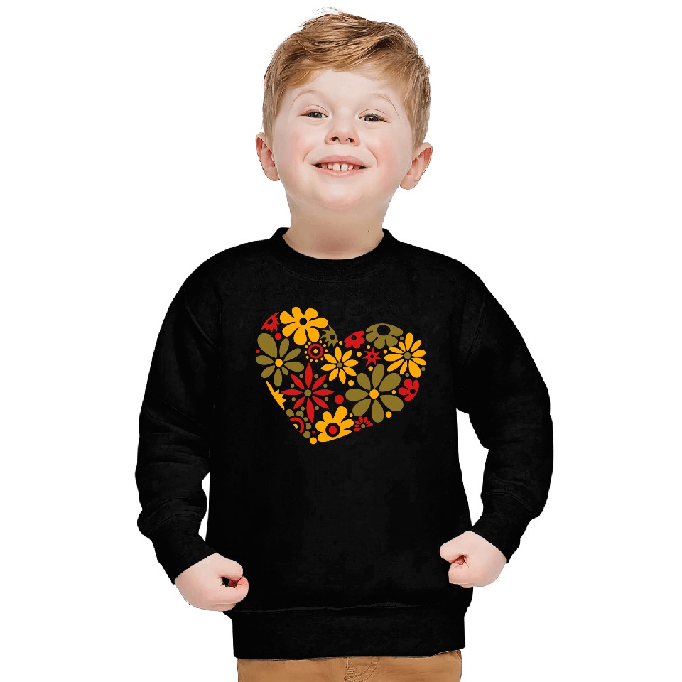 Flowerpower Heart Colorful Design Sweatshirts