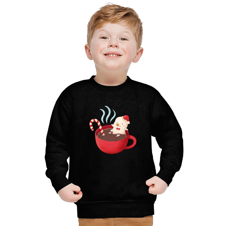 Cute Snowman in Hot Cocoa Sweatshirts
