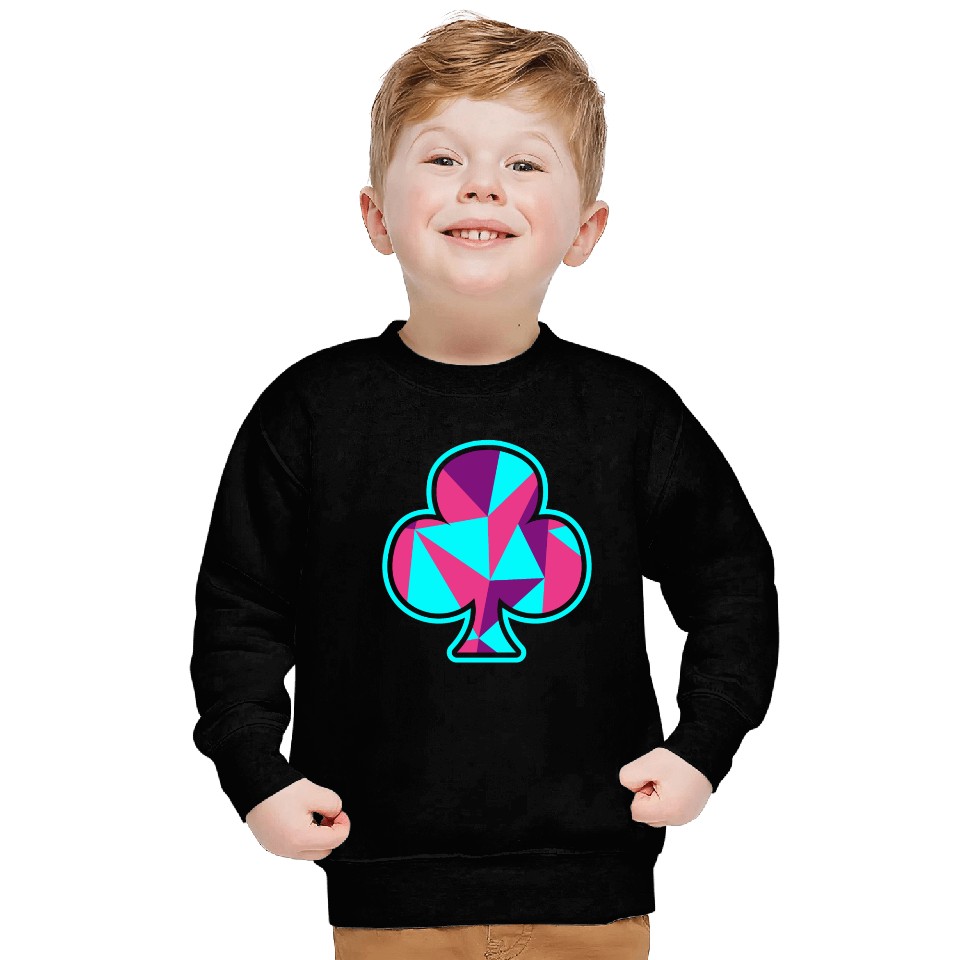 Playing card clover gift game player poker neon Sweatshirts