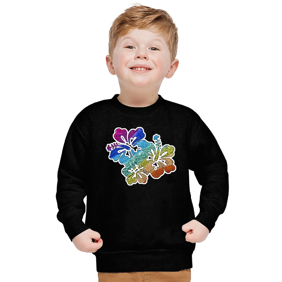 hibiscus glitter Flower Sweatshirts