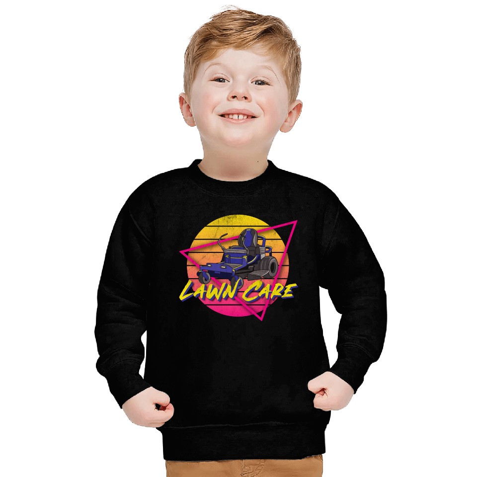 Funny Lawn Mower Mowing 80s Or 90s Yard Work Lawn Sweatshirts