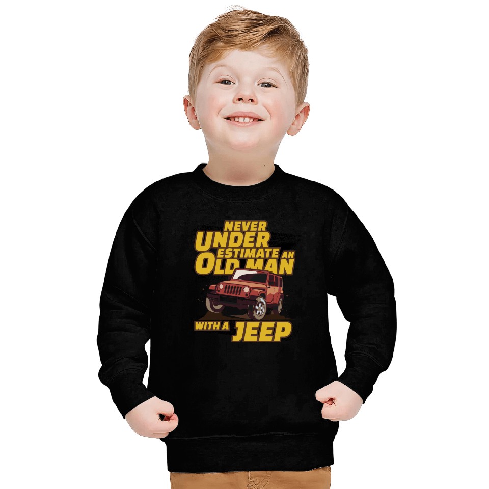 Never Underestimate An Old Man with A Jeep Brown Sweatshirts
