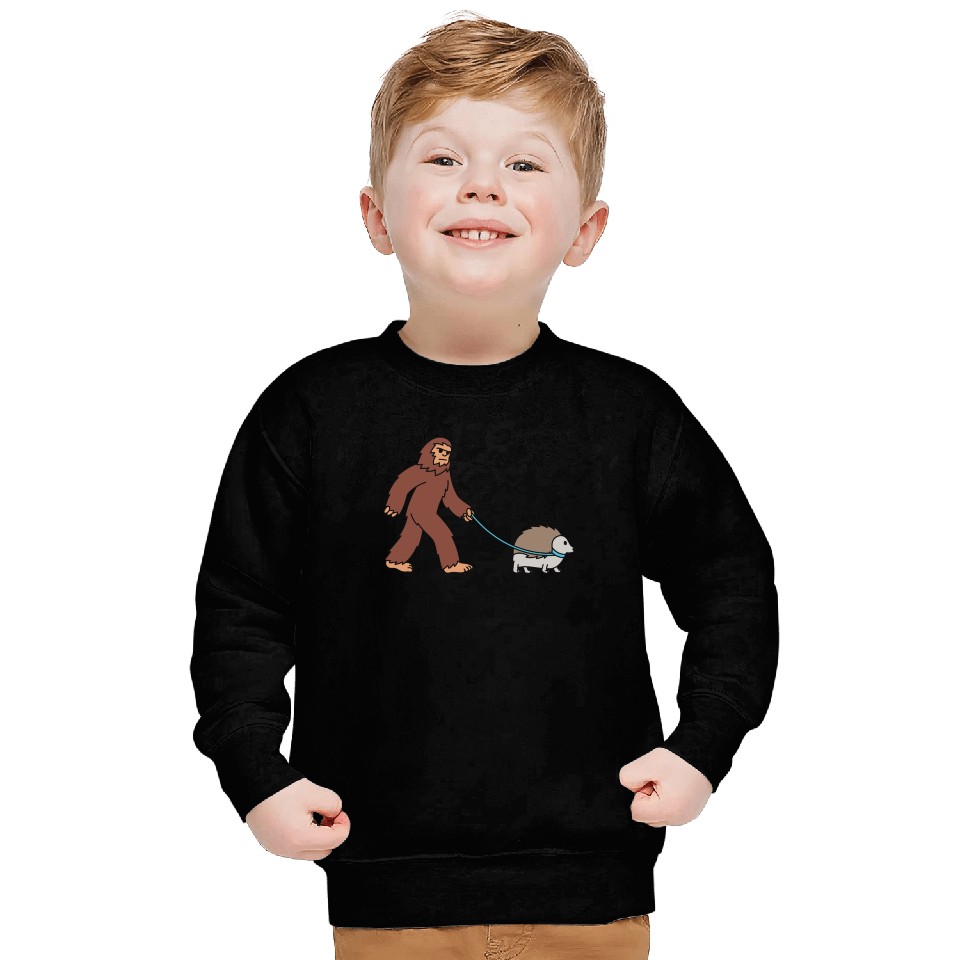 Bigfoot Sasquatch Walking Hedgehog Sweatshirts