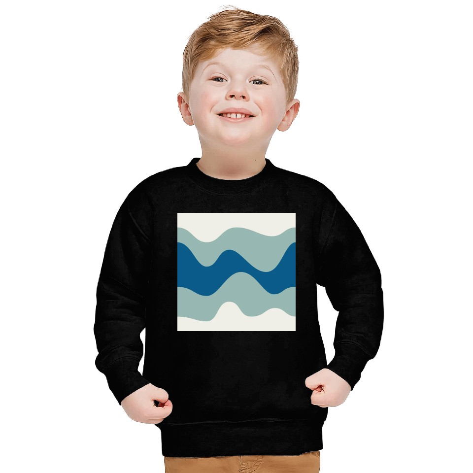 Ocean Waves Pattern - Blue and White Sweatshirts