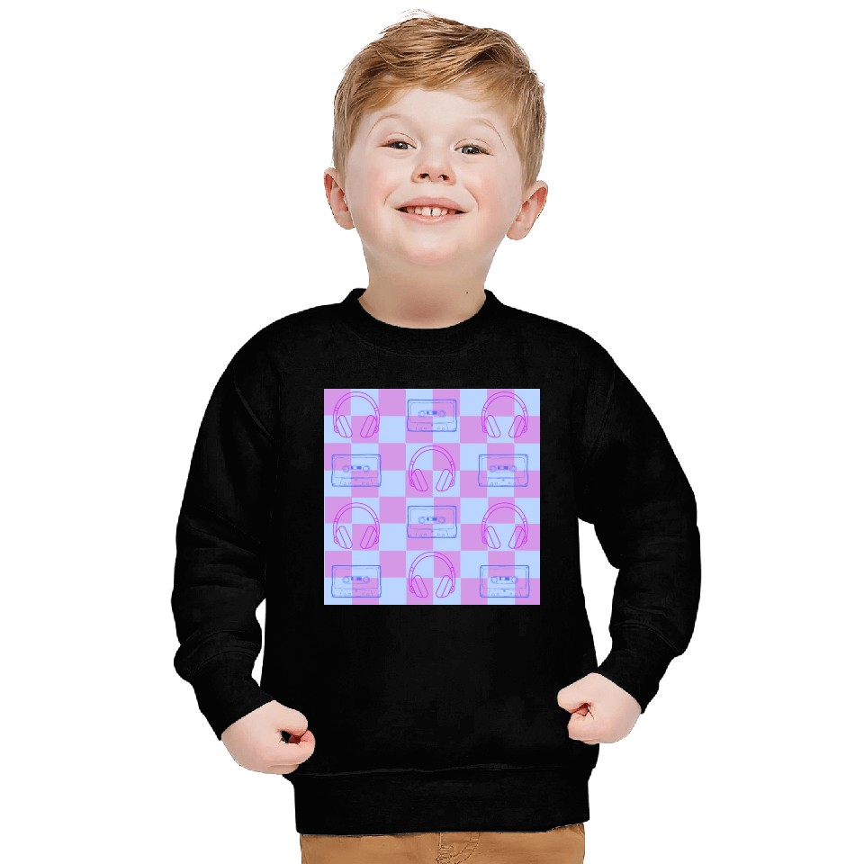1980's Music Checkerboard - blue and purple Sweatshirts