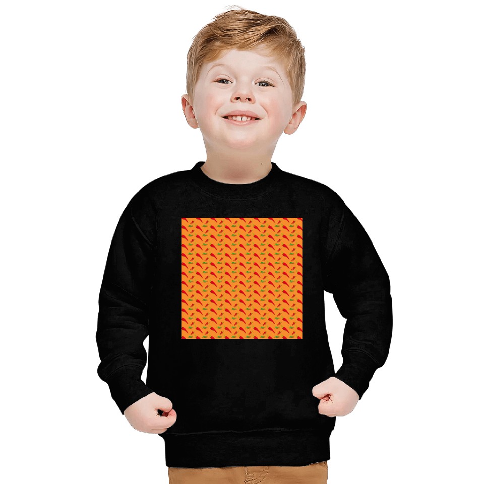 Red Chilli Pepper Pattern on orang Sweatshirts