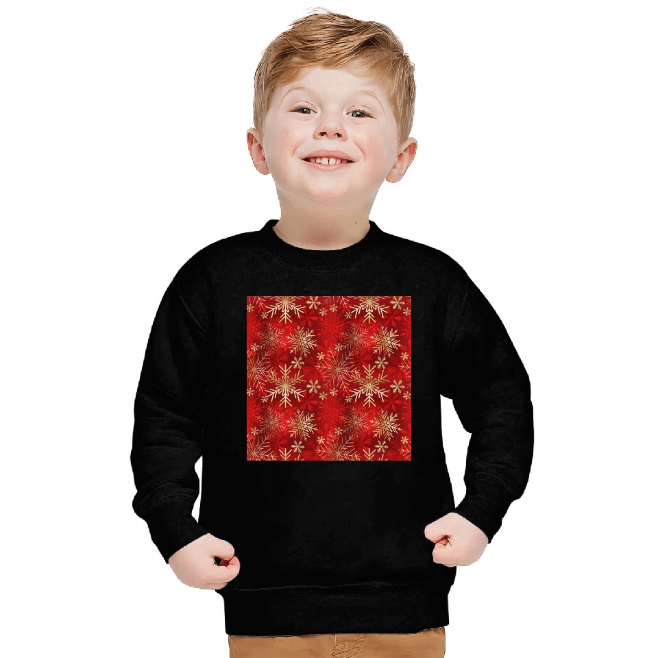 Snowflakes Pattern Red Gold Sweatshirts