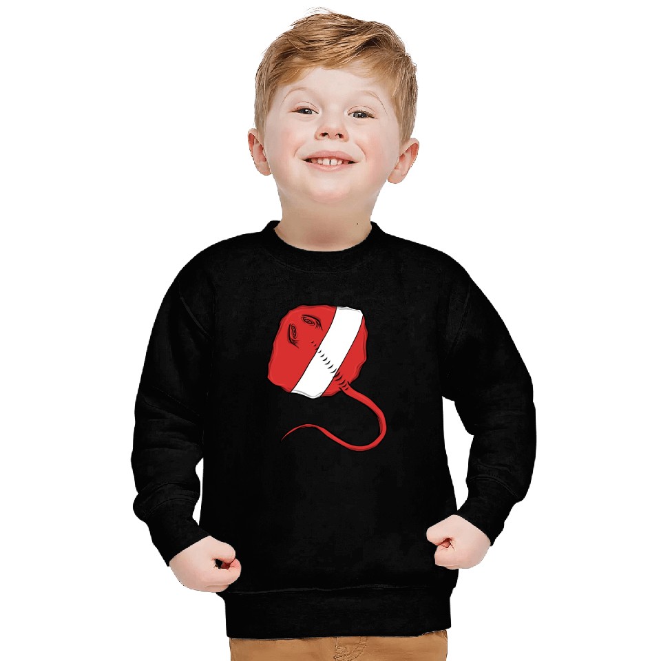 Scuba Diver Red White Flag Ray Scuba Diving Sweatshirts