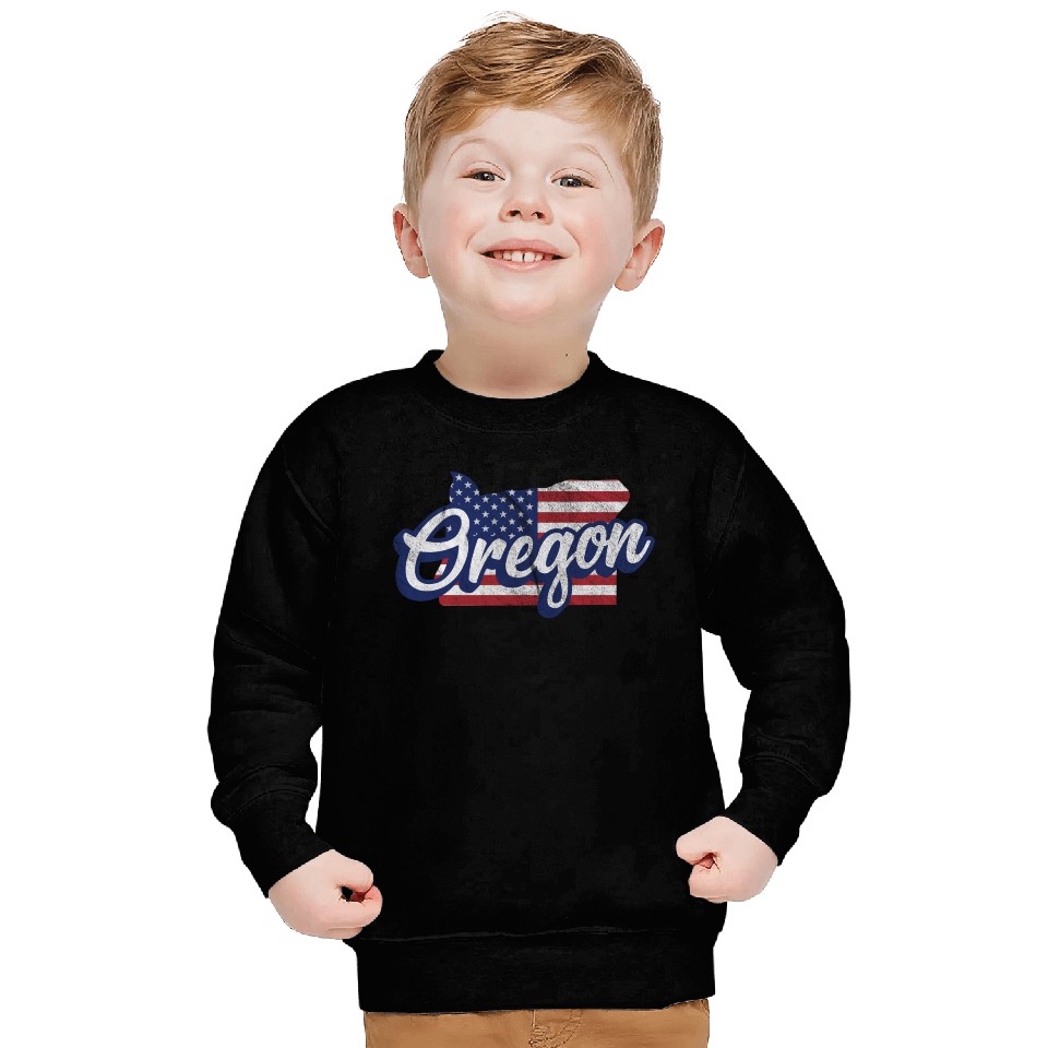 US Flag Oregon Map Design for proud Oregonians Sweatshirts
