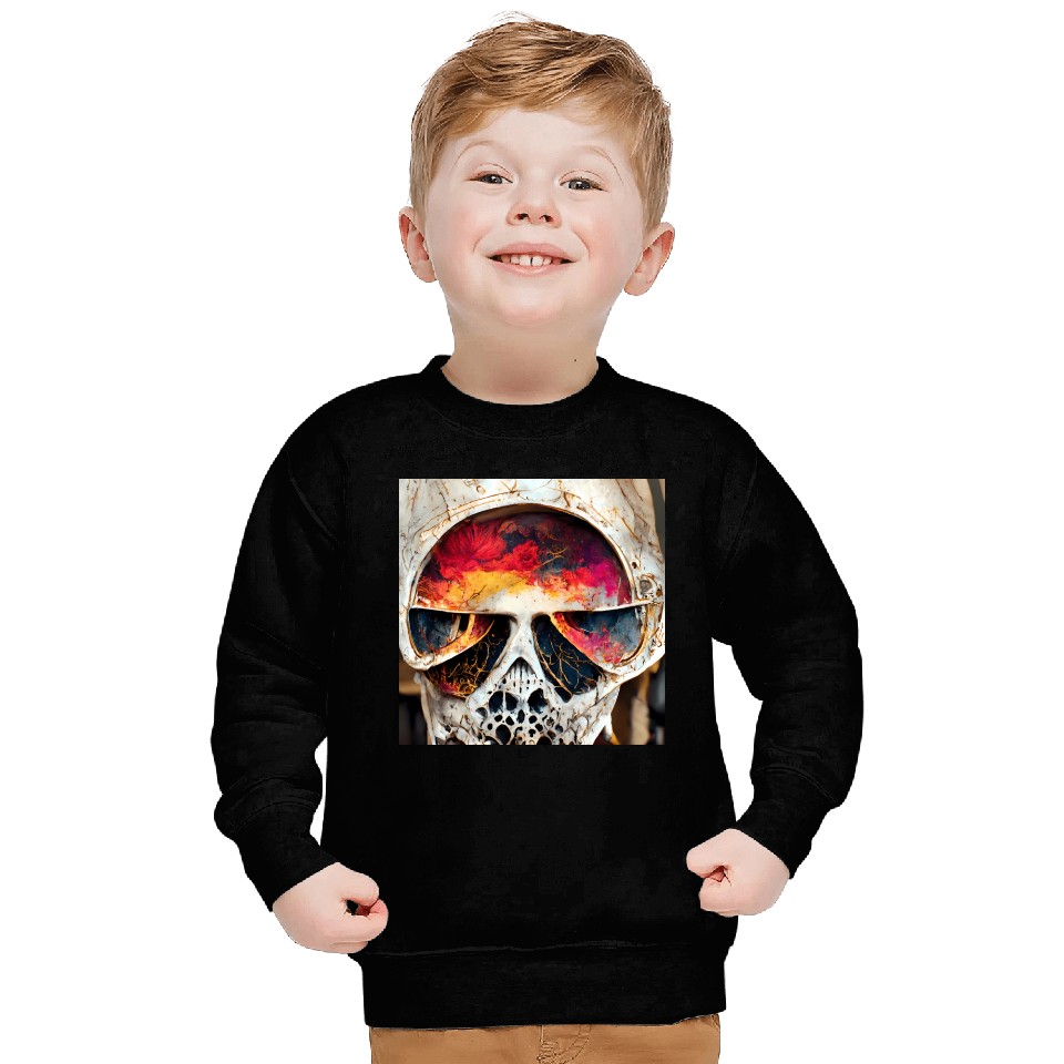 Extremely Realistic Skull in Abstract Art Sweatshirts