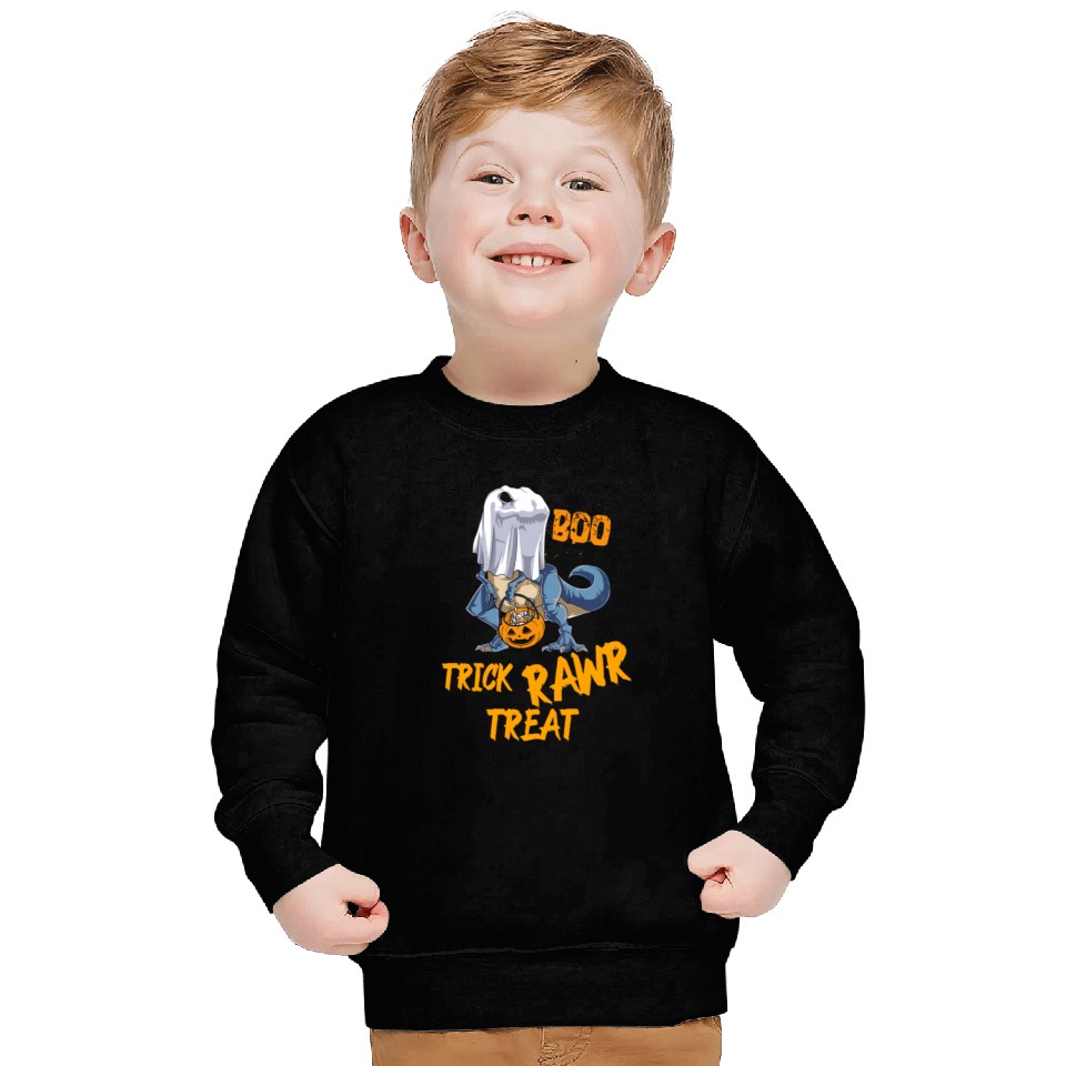 Halloween Trick Rawr Treat T-Rex Ghost Sweatshirts