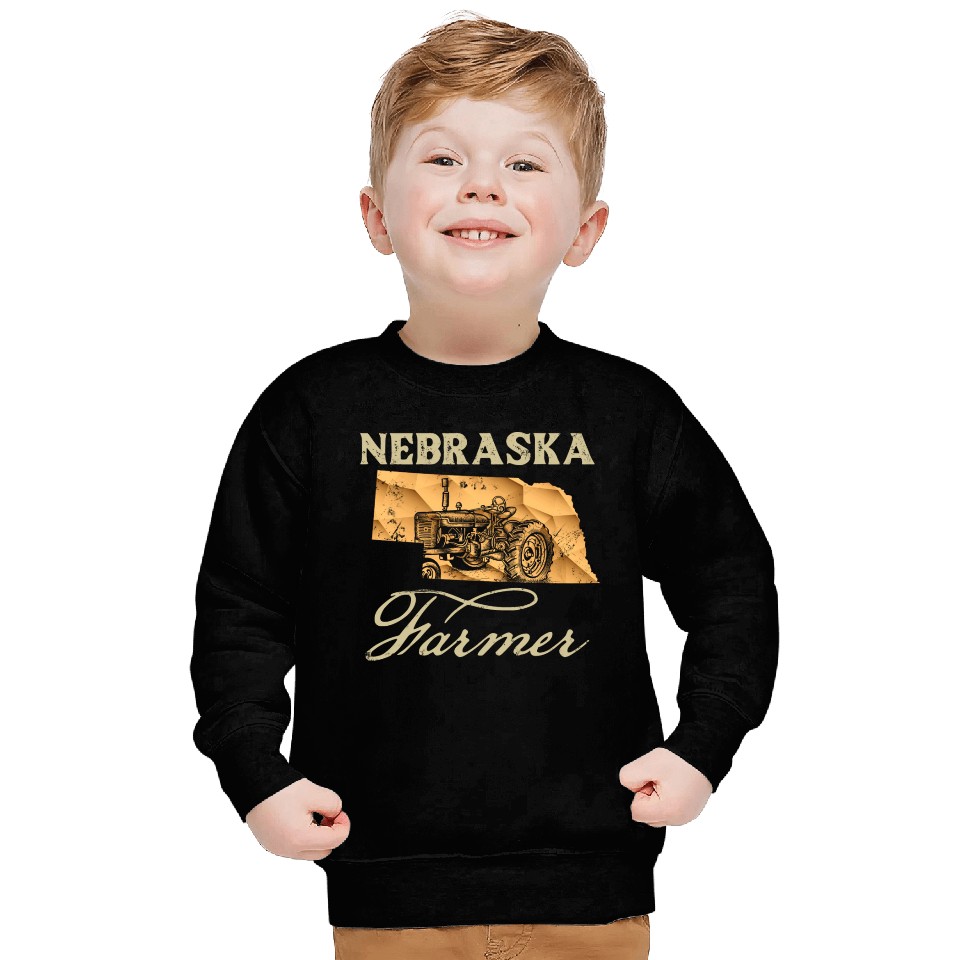 Nebraska Farmer Tractor Lover State Map Farming Lo Sweatshirts