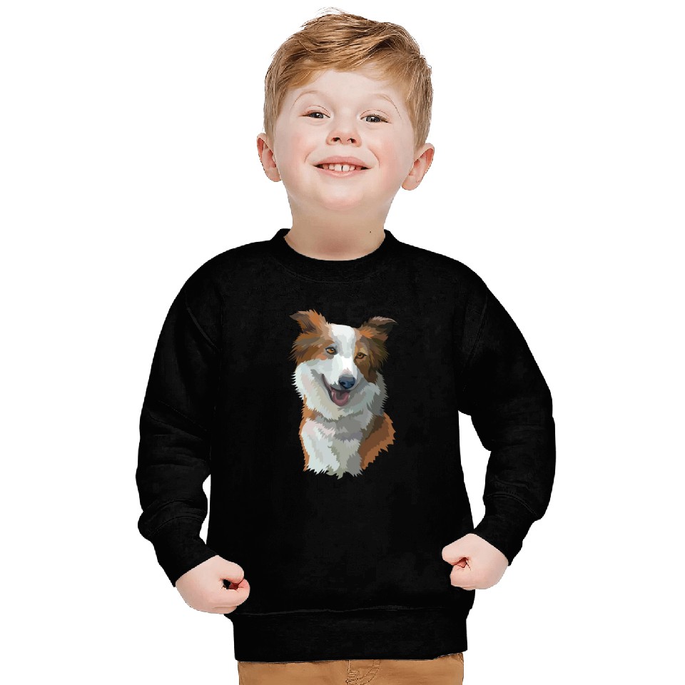 Cute Brown Border Collie Dog Watercolor Painting Sweatshirts