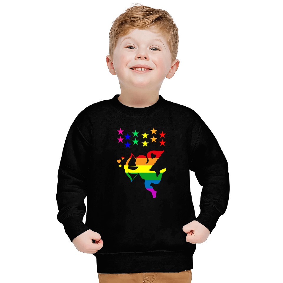cupid rainbow valentines day hearts day love gift Sweatshirts