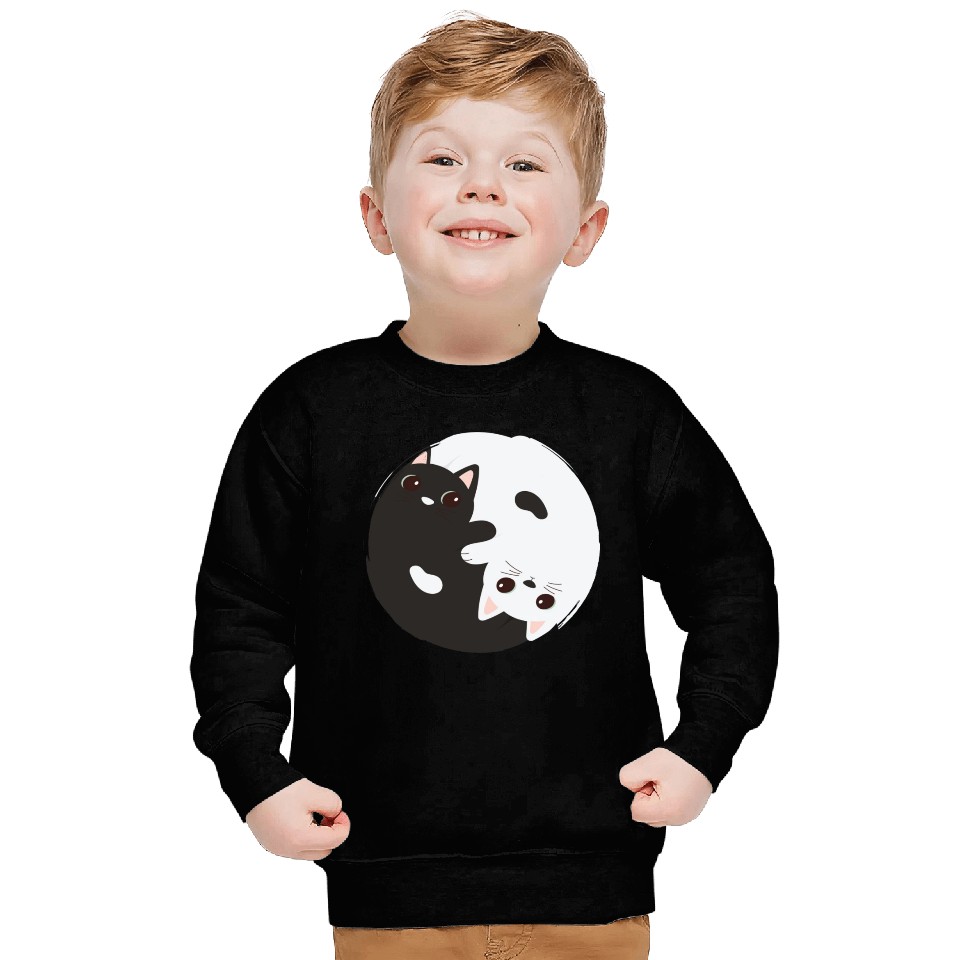 ying yang cat Sweatshirts