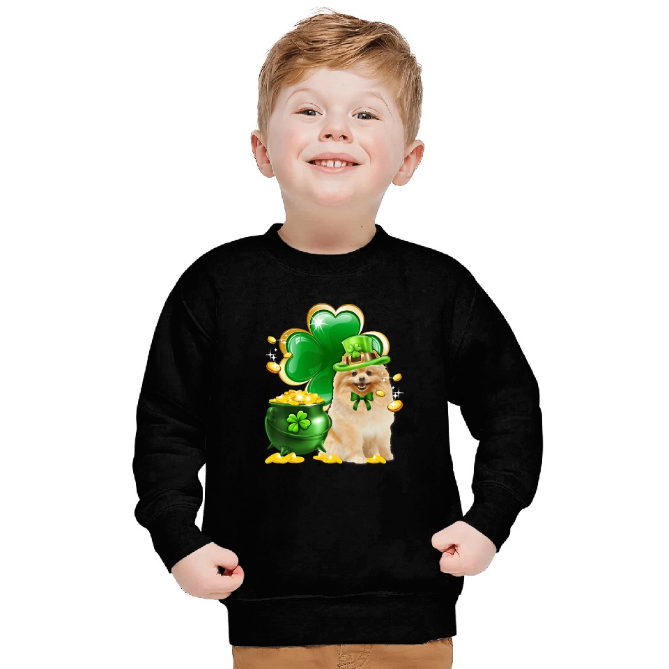 Pomeranian Dog Shamrock St Patricks Day Sweatshirts